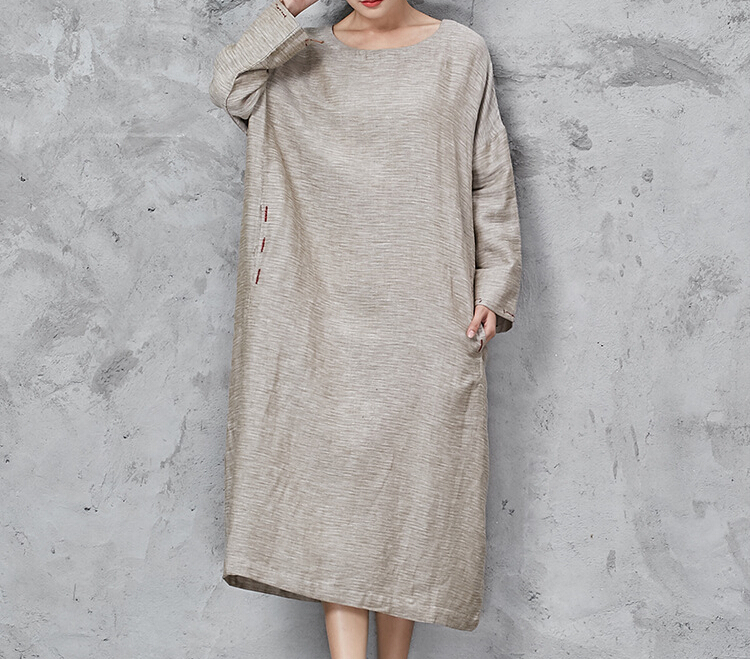 New-2018-spring-autumn-women-embroidery-cotton-linen-vintage-dresses-Wrist-sleeved-loose-waist-large-32792817312