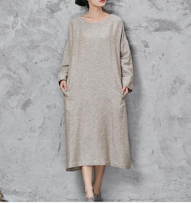 New-2018-spring-autumn-women-embroidery-cotton-linen-vintage-dresses-Wrist-sleeved-loose-waist-large-32792817312