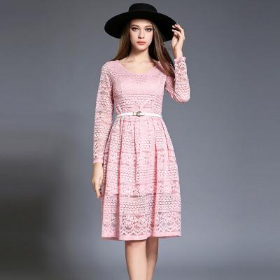 New-Arrival-2016-Autumn-Fashion-Flare-Sleeve-Hollow-Out-Elegant-Slim-Lace-Party-Dresses-Women-Casual-32734109009