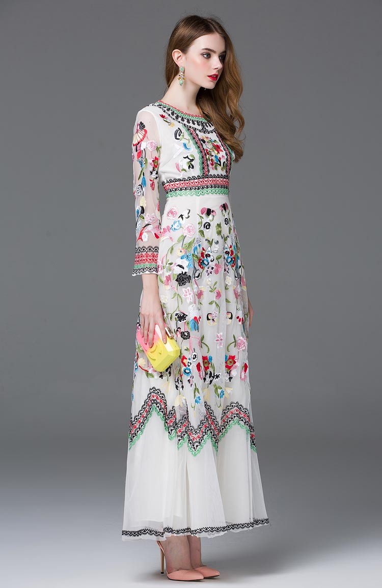 New-Arrival-2018-Laides39-O-Neck-Long-Sleeves-Embroidery-A-Line-Layered-Elegant-Maxi-Runway-Dresses--32611549160