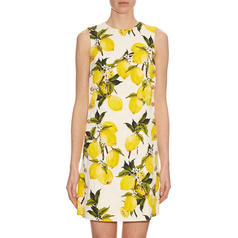 New-Arrival-Lemons-Printed--Jacquard-Sleeveless--Dress--160409LU01-32650063903