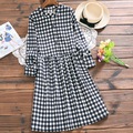 New-Arrival-Spring-Autumn-Women-Plaid-Dress-Turn-Down-Collar-Casual-Loose-Pleated-Cotton-Elbise-Gray-32713983512