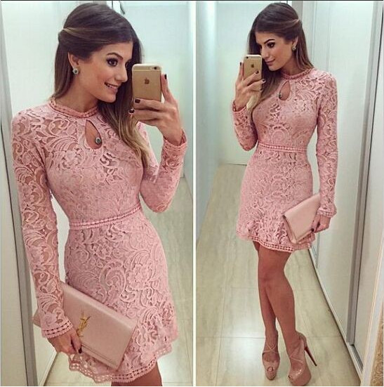 New-Arrive-Vestidos-Women-Fashion-Casual-Lace-Dress-2016-O-Neck-Long-sleeve-Pink-Evening-Party-Dress-32557357288