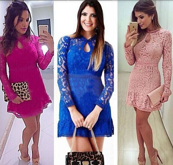 New-Arrive-Vestidos-Women-Fashion-Casual-Lace-Dress-2016-O-Neck-Long-sleeve-Pink-Evening-Party-Dress-32557357288