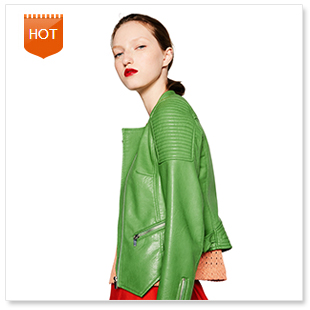 New-Autumn-Fashion-Street-Women39s-Washed-PU-Leather-Jacket-Zipper-Apple-Green-Color-Short-Ladies-Ba-32692762910