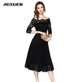 New-Europe--Autumn-High-end-Gold-Lace-Sheet-Embroidery-Vintage-Elegant-Dress-Slim-Pleated-Beam-Waist-32731578892