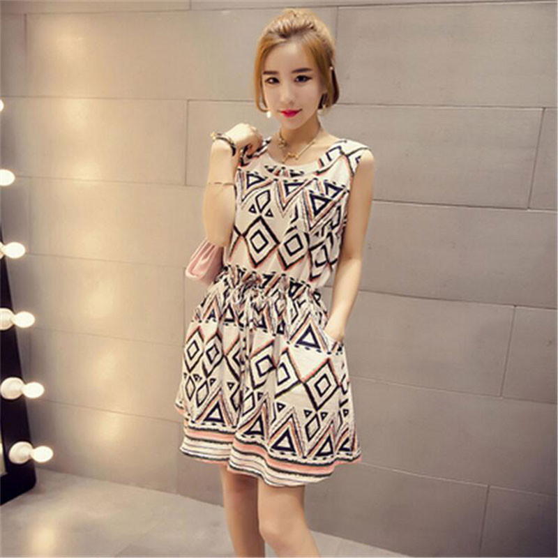New-Stylish-2016-Summer-Women-Dress-Sleeveless-Collect-Waist-With-Packet-Slim-Dresses-Casual-Print---32689871260