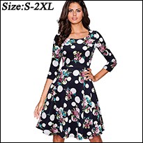 New-Summer-Fashion-Women-Tropical-Swing-A-line-Dresses-Elegant-Short-Sleeve-Round-Neck-Fresh-Floral--32665157101