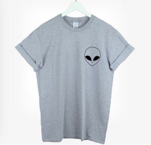 New-Women-T-shirt-Alien-Pocket-Print-Funny-Casual-Hipster-Shirt-For-Lady-White-Black-Grey-Top-Tees-H-32515103413