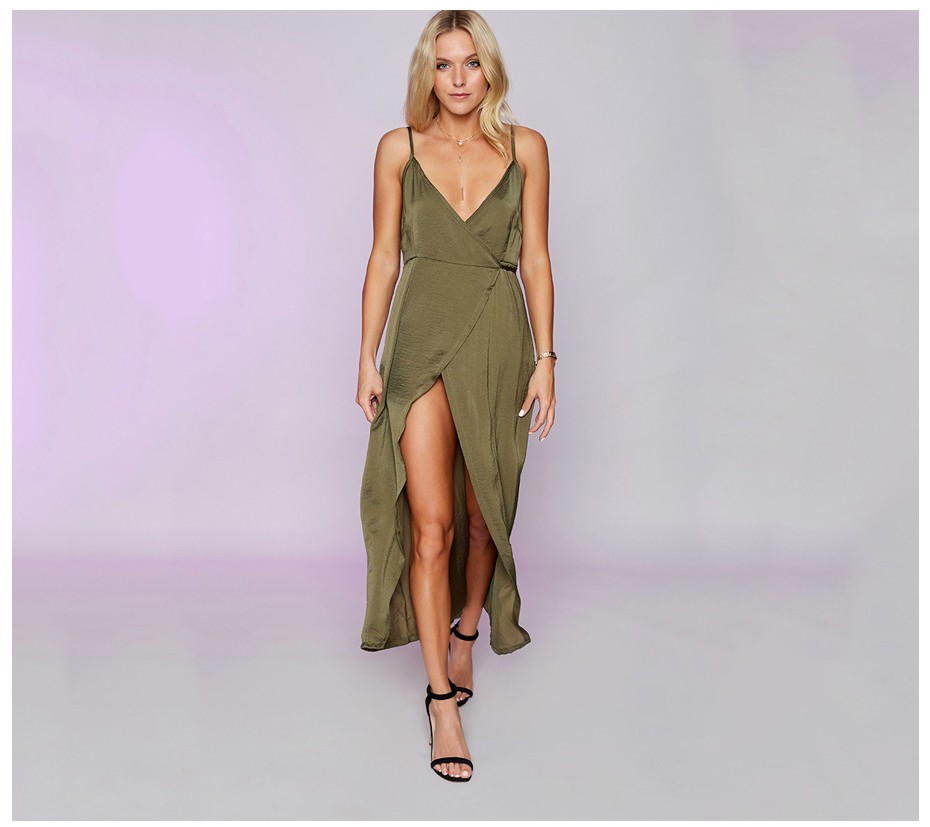 New-Womens-Khaki-Spaghetti-Strap-Silk-Dress-Eliacher-Brand-Casual-Plus-Size-Loose-V-Neck-Wrap-Maxi-D-32774604433