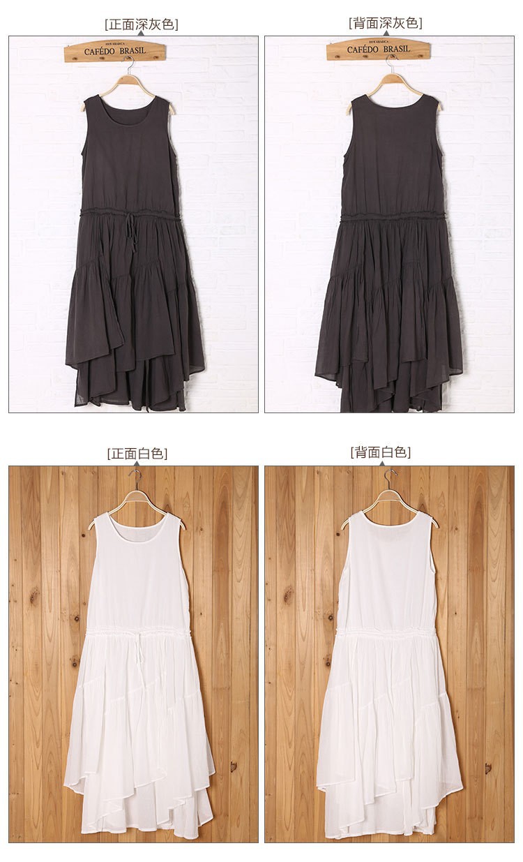 New-fashion-Summer-women-cotton-linen-multilayer-bottom-vest-dress-sleeveless-irregular-long-dresses-32310361446