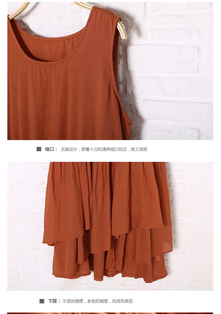 New-fashion-Summer-women-cotton-linen-multilayer-bottom-vest-dress-sleeveless-irregular-long-dresses-32310361446