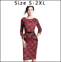 Nice-forever-AutumnampWinter-Solid-Elegant-dress-work-Charming-Women-plus-size-Keyhole-half-sleeve-o-2023431608