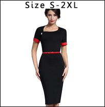 Nice-forever-AutumnampWinter-Solid-Elegant-dress-work-Charming-Women-plus-size-Keyhole-half-sleeve-o-2023431608