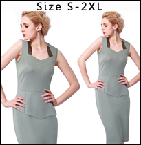 Nice-forever-Casual-Work-Vintage-dress-Office-Lady-Solid-Square-Neck-V-Back-34-Sleeve-Grid-Sheath-Sl-32518872461