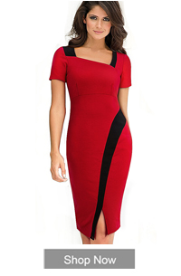 Nice-forever-Fitted-dress-Women39s-summer-Brief--Pinup-Short-Sleeve-Square-Neck-Work-Button-Bodycon--1421378253