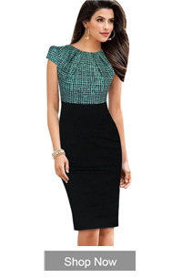 Nice-forever-Plaid-Sheath-Work-Dress-Square-Neck-Women-Button-Fashion-Elegant-Houndstooth-34-Sleeve--32490431871