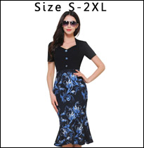 Nice-forever-Vintage-Flower-Print-Elegant-Casual-Work-Half-Sleeve-Sexy-Deep-V-Neck-Bodycon-Knee-Wome-32708069744