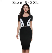 Nice-forever-women-vintage-dress-office-dresses-Autumn-black-Half-White-Lace-Sleeve-work-bodycon-Zip-2038604792