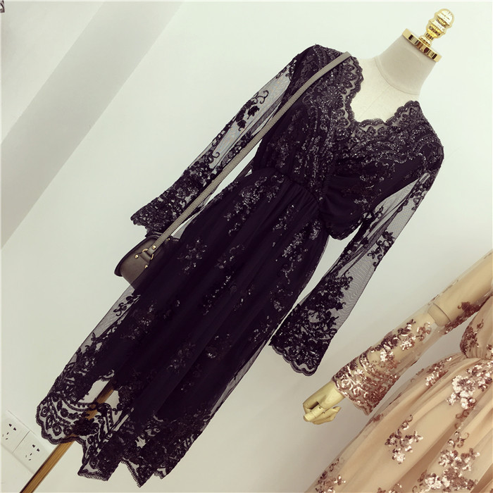 NiceMix-Sexy-V-neck-Embroidery-Dress-2018-Women-Dresses-Sequined-Patch-Elegant-Party-Dress-Female-El-32787329699