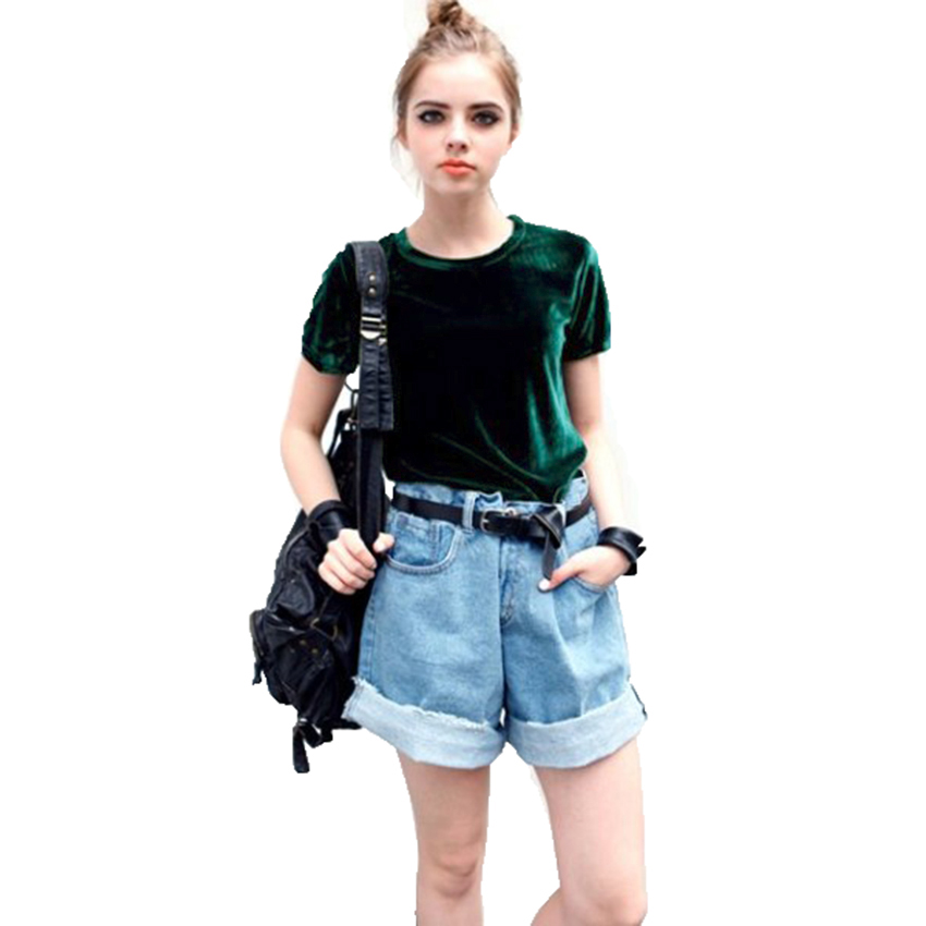 OOTN-Summer-Tops-Short-Sleeve-Cotton-Velvet-T-Shirt-Women-Green-Red-O-Neck-Casual-Female-Basic-Tshir-32787964363