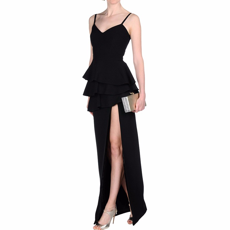 ORMELL-Ladies-V-Neck-Party-Dresses-2016-Elegant-Slim-Summer-Style-Black-Spaghetti-Strap-Vertical-Ple-32713152848