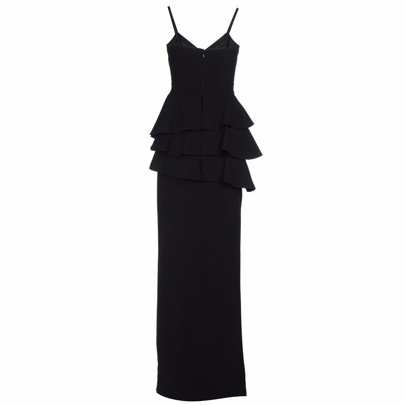 ORMELL-Ladies-V-Neck-Party-Dresses-2016-Elegant-Slim-Summer-Style-Black-Spaghetti-Strap-Vertical-Ple-32713152848