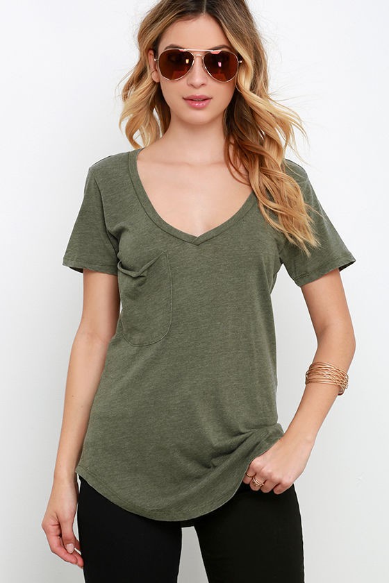 Olive-Green-Tops-PocketStyle-Woman-Relaxes-In-Bulk-Summer-V-neck-T-shirts-Pure-Short-Sleeve-Basic-Te-32693816592