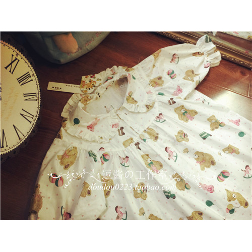 Original-design-Japanese-soft-sister-Trojan-Bear--playful-retro-vintage-dress-Cute-Peter-Pan-collar--32467153028