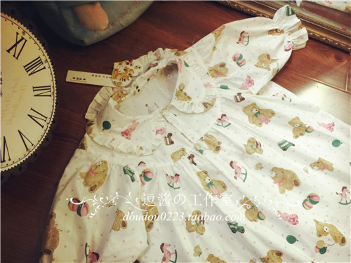 Original-design-Japanese-soft-sister-Trojan-Bear--playful-retro-vintage-dress-Cute-Peter-Pan-collar--32467153028