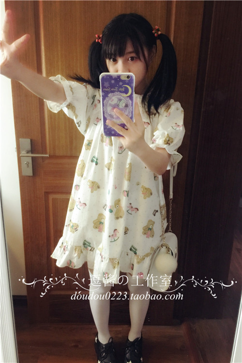 Original-design-Japanese-soft-sister-Trojan-Bear--playful-retro-vintage-dress-Cute-Peter-Pan-collar--32467153028