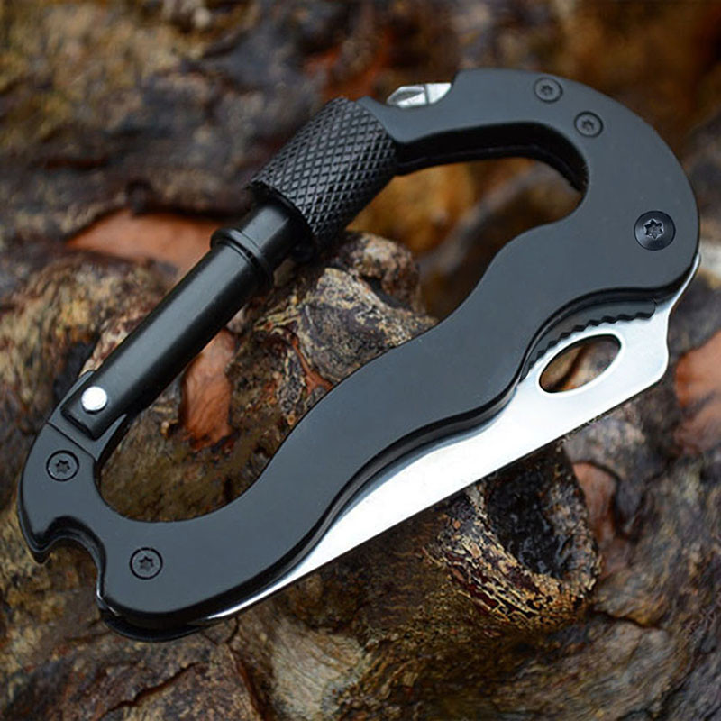 Outdoor-Multi-function-EDC-Tool-5-in-1-With-Knife-Screwdriver-Aluminum-Climbing-Carabiner-Hook-Gear--32543007620