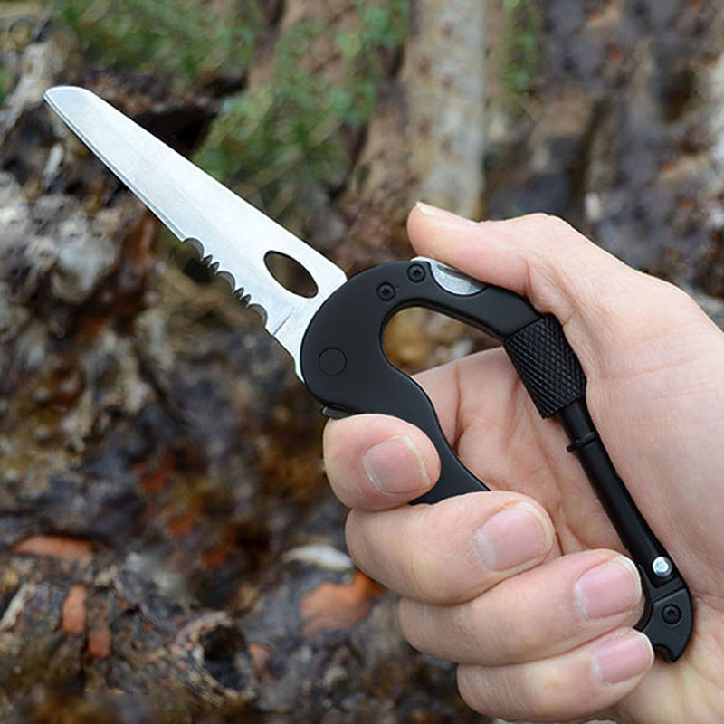 Outdoor-Multi-function-EDC-Tool-5-in-1-With-Knife-Screwdriver-Aluminum-Climbing-Carabiner-Hook-Gear--32543007620