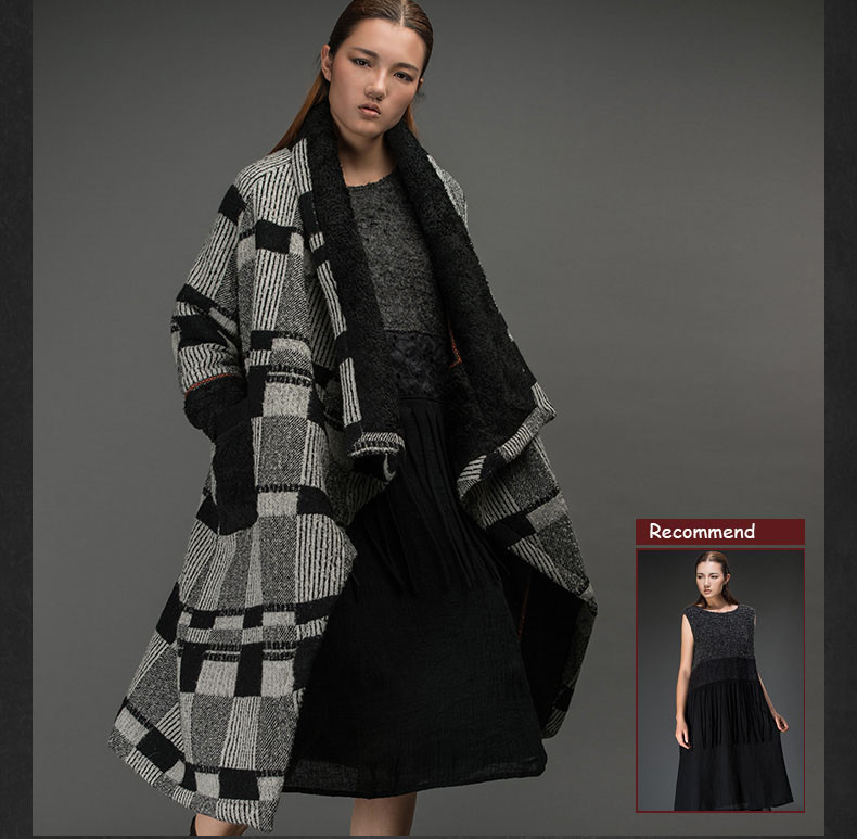Outline-Original-Brand-Black-Plaid-Coat-Raglan-Long-Sleeve-Wool-Jacket-Loose-Elegant-Trench-Women-Wo-32523314293