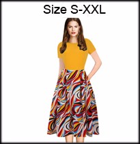 Oxiuly-Womens-Elegant-Bowknot-Patchwork-Short-Sleeve-High-Waist-O-Neck-Knee-Casual-Work-Party-Sheath-32748451818