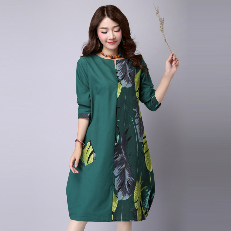 Patchwork-Leaves-Print-Long-Sleeve-Dress-Fashion-Vintage-2016-cottonlinen-Loose-casual-Women-Dresses-32708725070