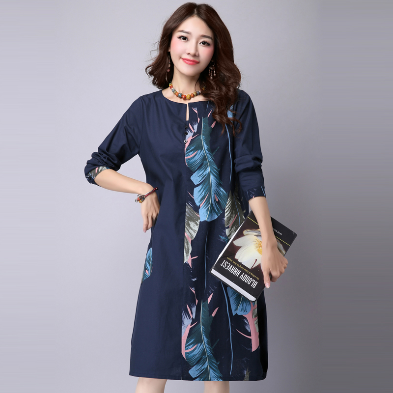 Patchwork-Leaves-Print-Long-Sleeve-Dress-Fashion-Vintage-2016-cottonlinen-Loose-casual-Women-Dresses-32708725070