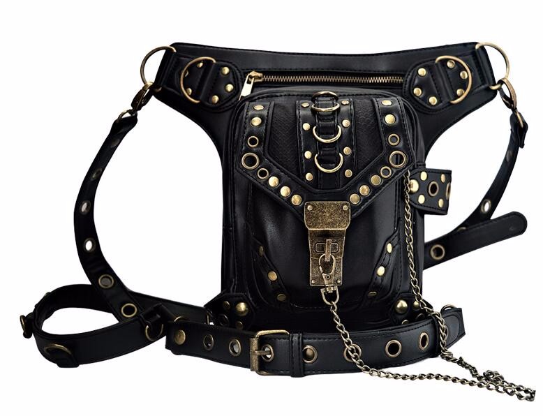 Personality-WomenMen-Black-Leather-Steampunk-Mini-Waistbag-Motorcycle-Leg-Thigh-Holster-Bag-Crossbod-32543035933