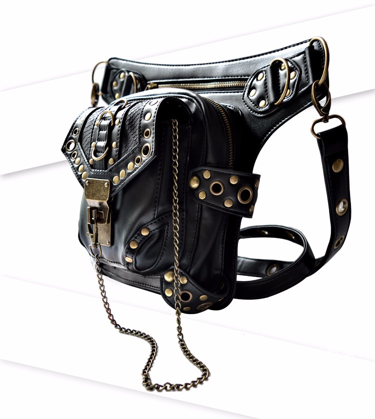 Personality-WomenMen-Black-Leather-Steampunk-Mini-Waistbag-Motorcycle-Leg-Thigh-Holster-Bag-Crossbod-32543035933