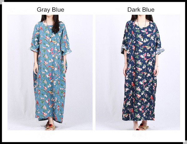Plus-Size-Floral-Women-Dress-2016-Summer-Long-Dress-Betwing-Sleeve-Cotton-Linen-Maxi-Dress-Back-Slit-32393369252