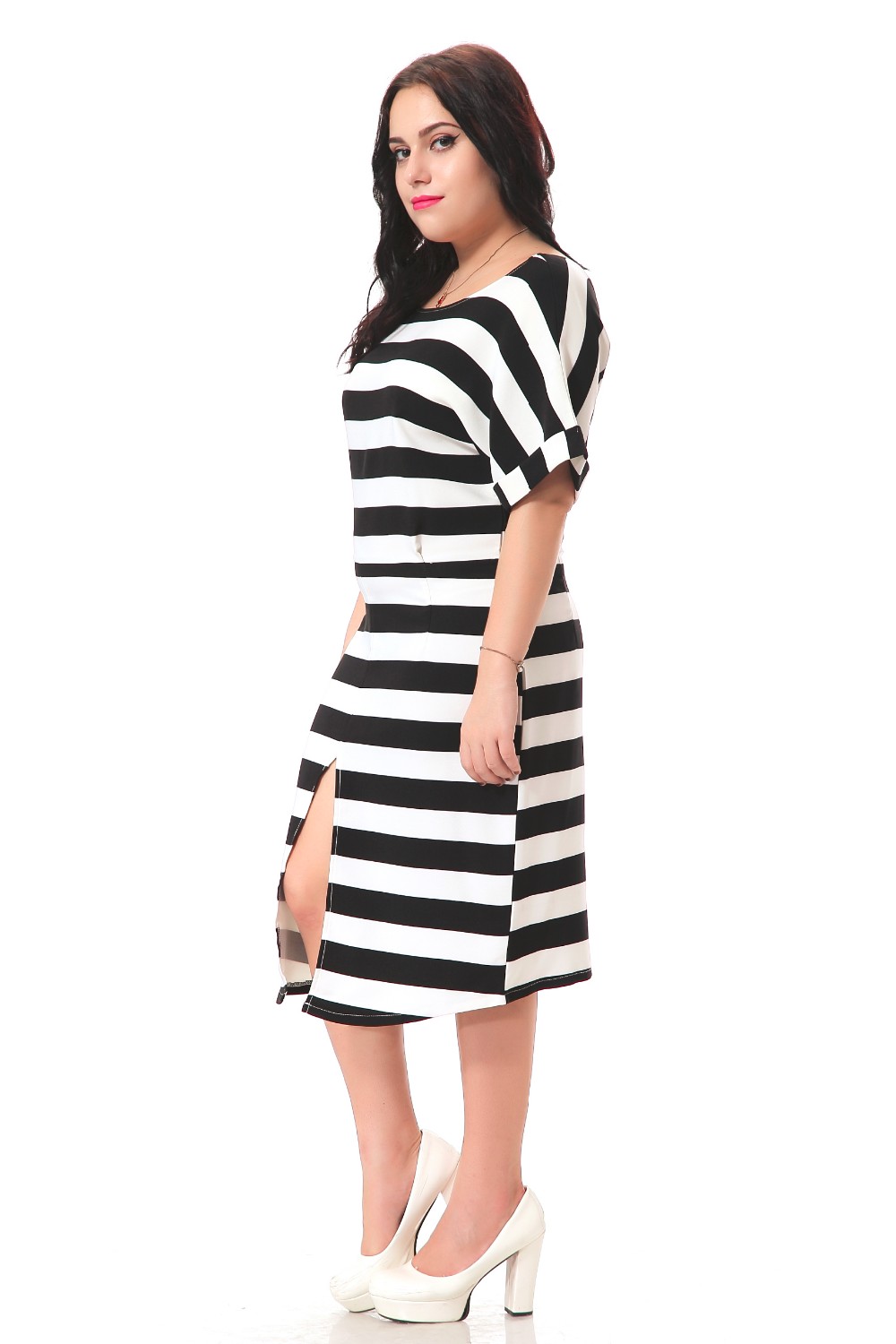 Plus-Size-Stripe-Dress-Women-With-split-in-front-Casual-loose-dress-with-sexy-hollow-out-back-autumn-32696487494