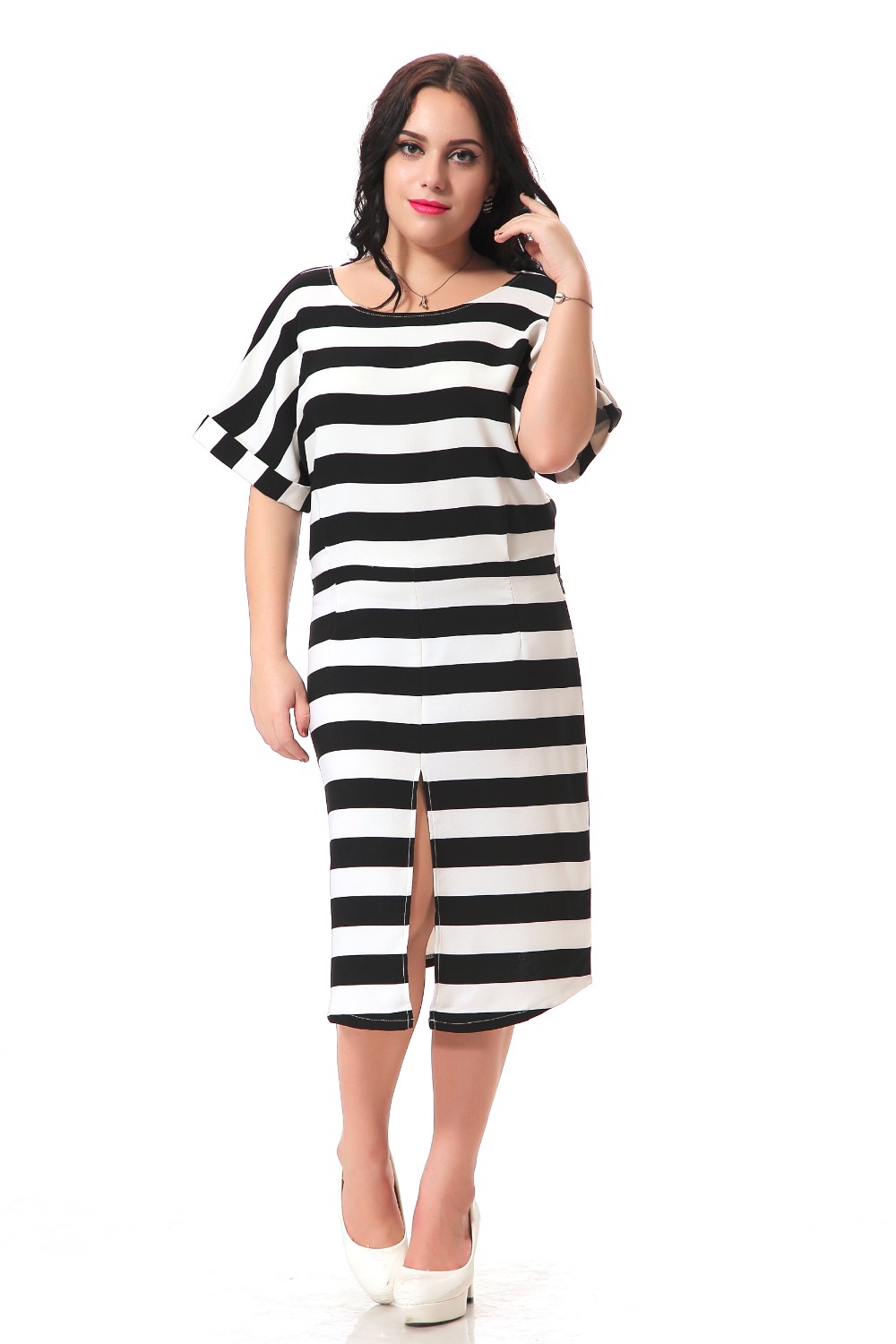 Plus-Size-Stripe-Dress-Women-With-split-in-front-Casual-loose-dress-with-sexy-hollow-out-back-autumn-32696487494