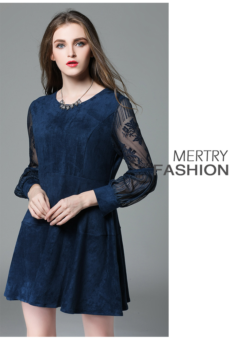 Plus-Size-Suede-Dress-Women-Style-Lace-Sleeve-Tunics-Spliced-Flared-A-Mini-Dresses-Grey-Blue-Plus-Si-32737232089