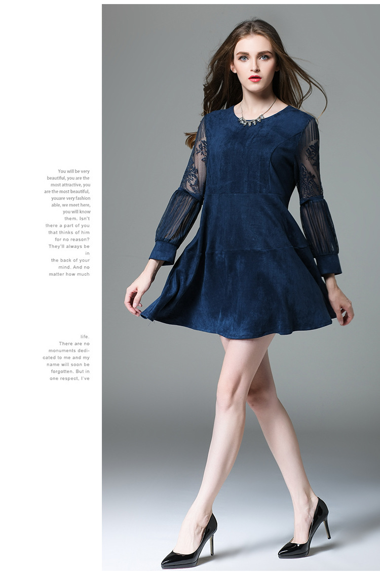 Plus-Size-Suede-Dress-Women-Style-Lace-Sleeve-Tunics-Spliced-Flared-A-Mini-Dresses-Grey-Blue-Plus-Si-32737232089