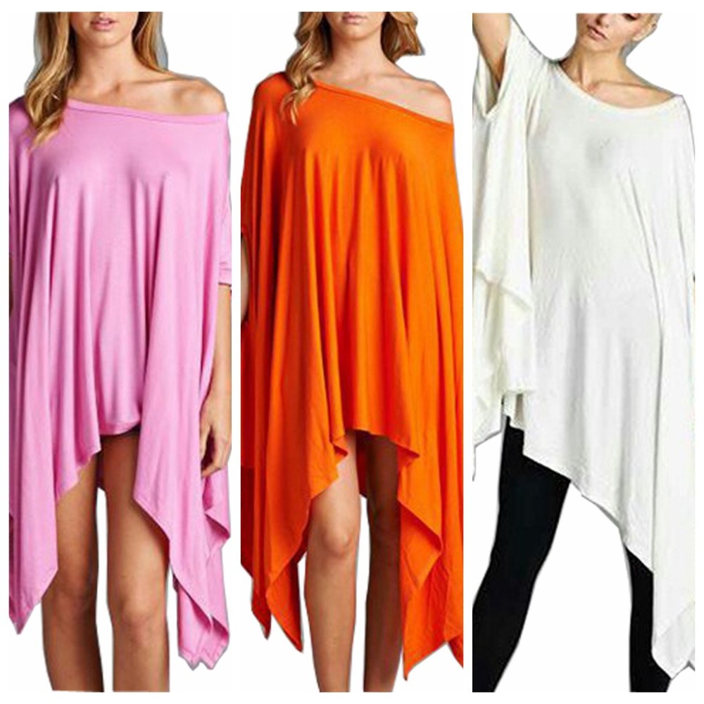 Plus-Size-Women-Clothing-Fashion-Loose-Irregular-Sexy-Slash-Neck-Bat-Sleeve-Plus-Size-Poncho-Mini-Pa-32477581579