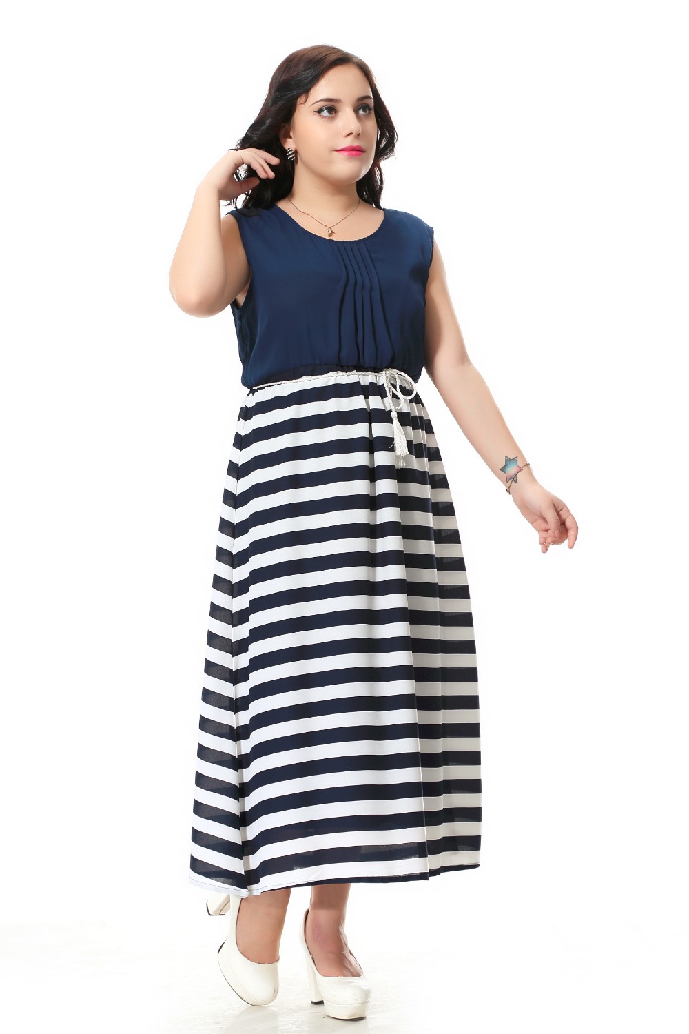 Plus-size-chiffon-dress-with-bohemian-stripe-style-Cute-maxi-party-dress-with-sashes-decoration--Blu-32698988763