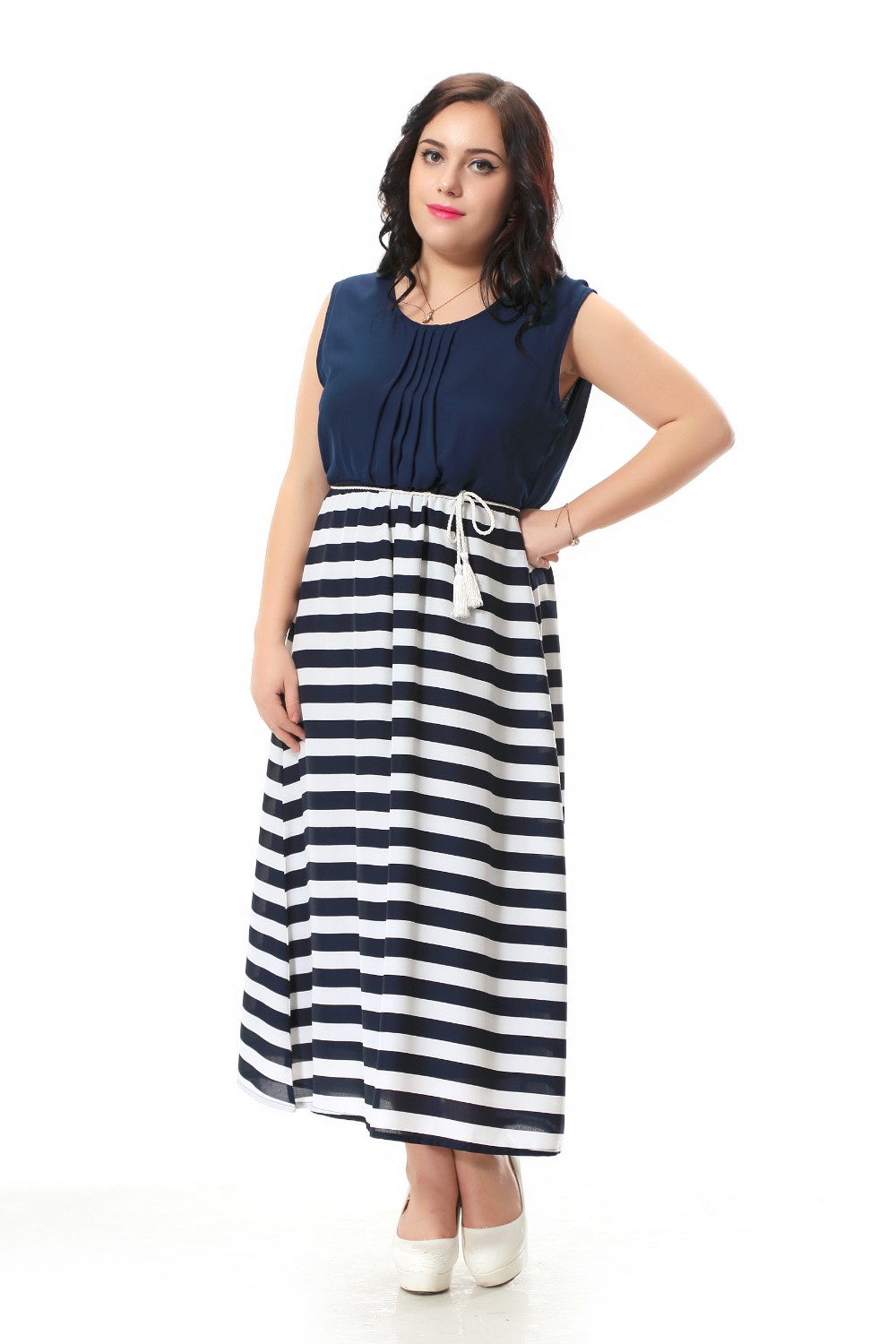 Plus-size-chiffon-dress-with-bohemian-stripe-style-Cute-maxi-party-dress-with-sashes-decoration--Blu-32698988763