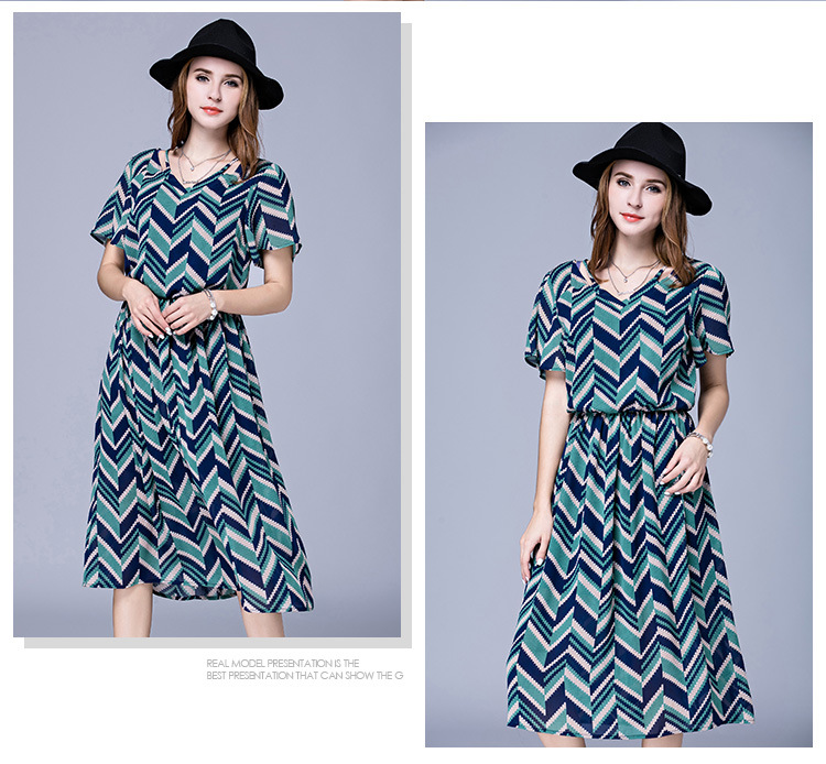 Plus-size-women-stripe-Dresses-for-fat-summer-new-small-V-neck-chiffon-dress-short-sleeve-pleated--c-32750305931