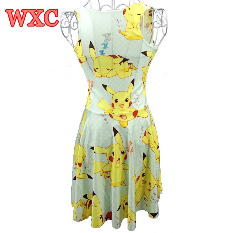 Pokemon-A-Line-Dress-Pikachu-Girls-Sweet-Kawaii-Dresses-Anime-Yellow-Cartoon-Casaul-Summer-Skater-Dr-32698409144