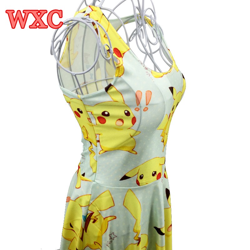 Pokemon-A-Line-Dress-Pikachu-Girls-Sweet-Kawaii-Dresses-Anime-Yellow-Cartoon-Casaul-Summer-Skater-Dr-32698409144